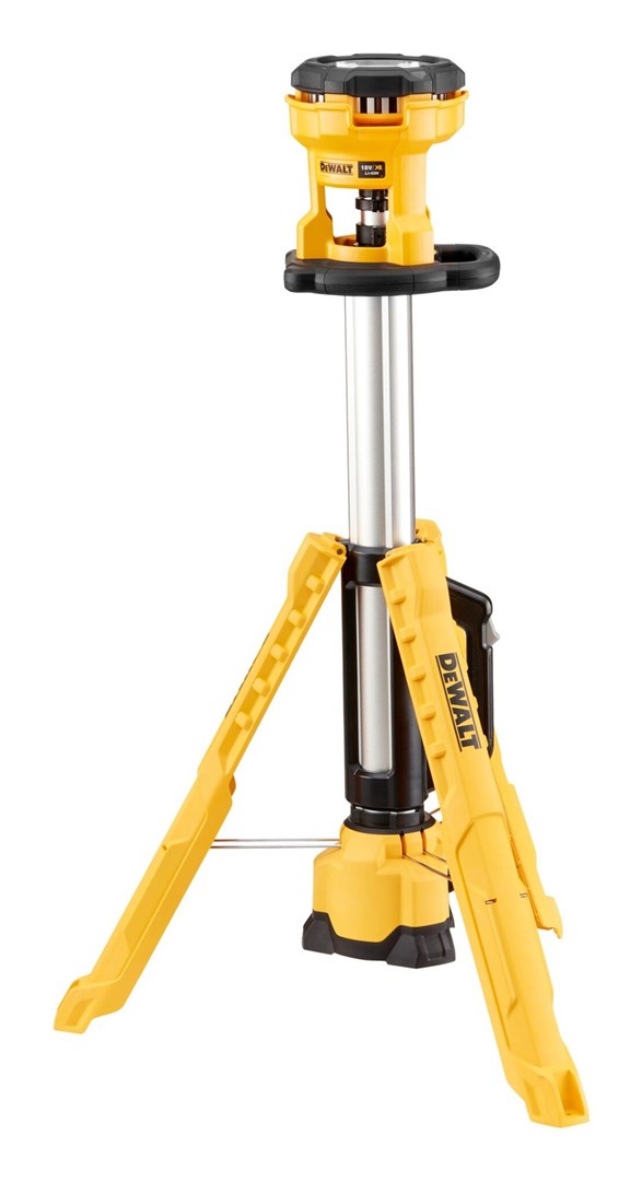 DeWalt 18 V flashlight on tripod