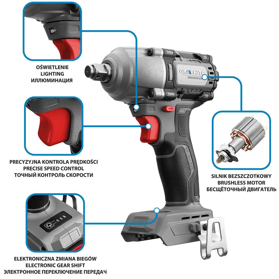 GRAPHITE 450Nm Energy+ brushless impact wrench