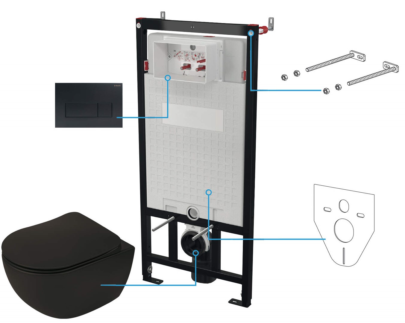 Deante 6-in-1 concealed toilet set |
