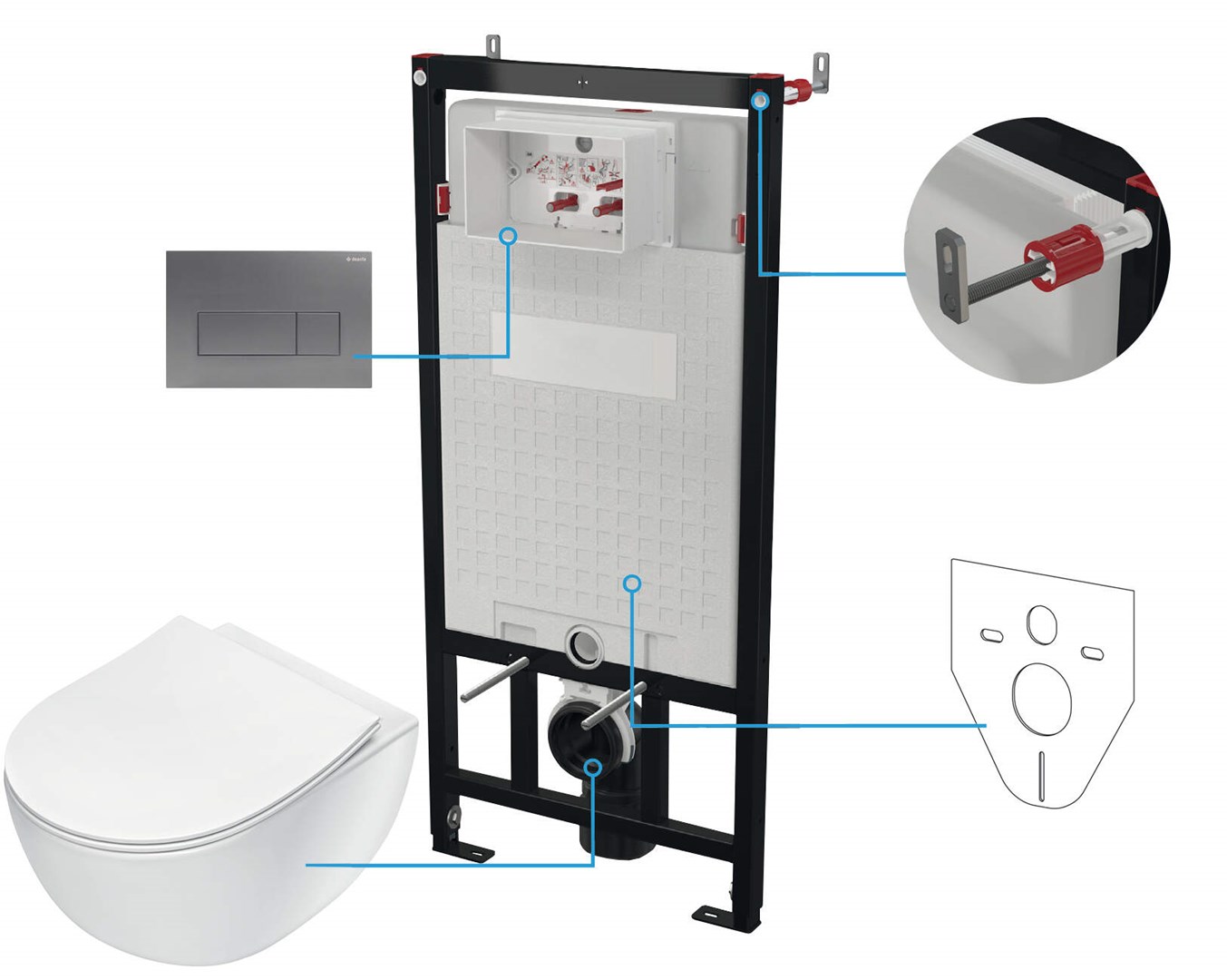 Deante 6-in-1 concealed toilet set |