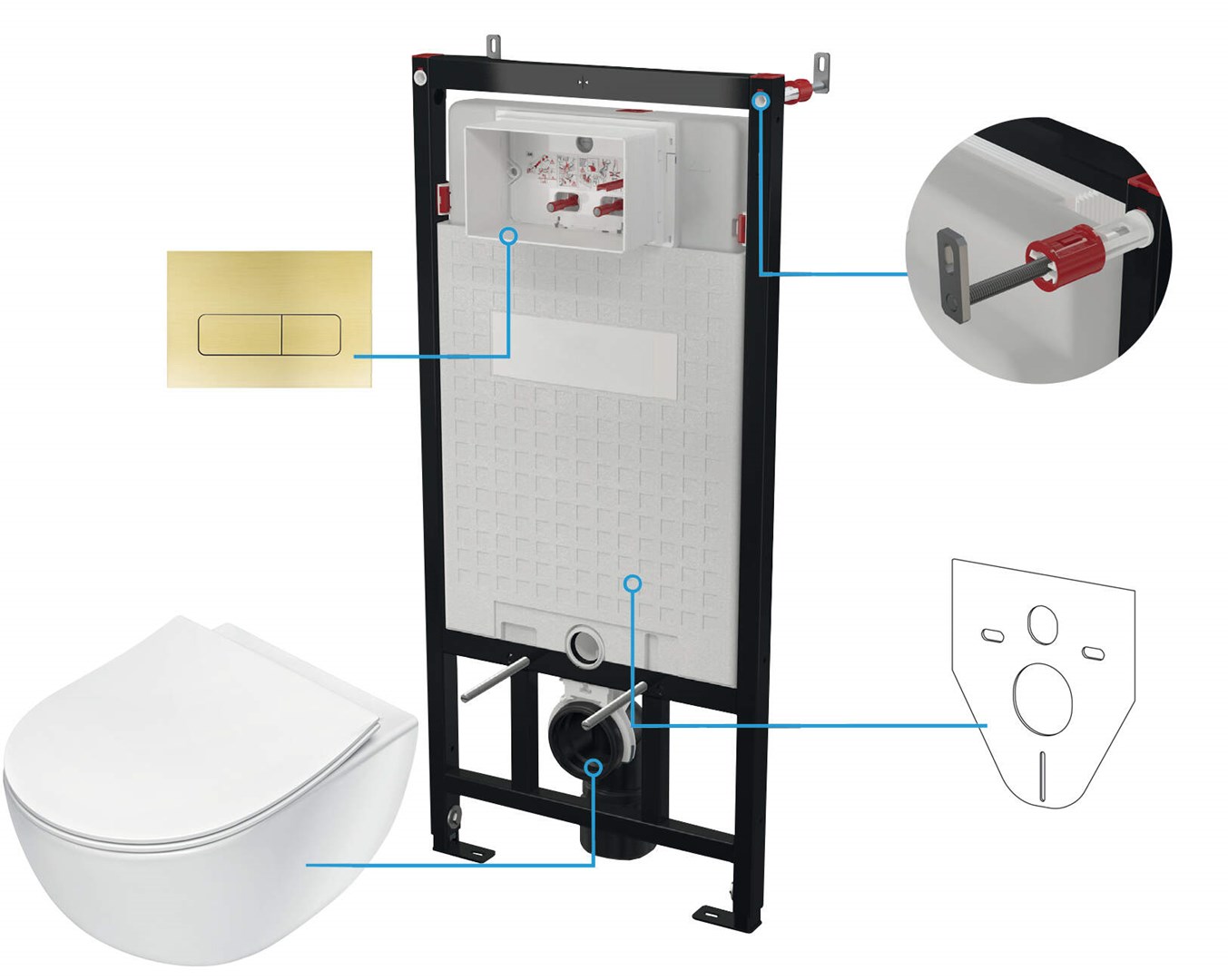 Deante 6-in-1 concealed toilet set |