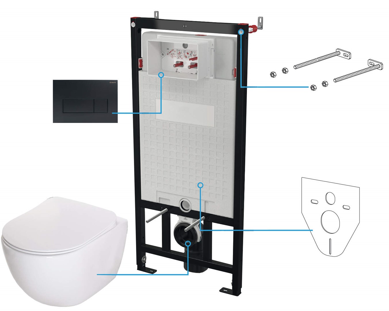 Deante 6-in-1 concealed toilet set |