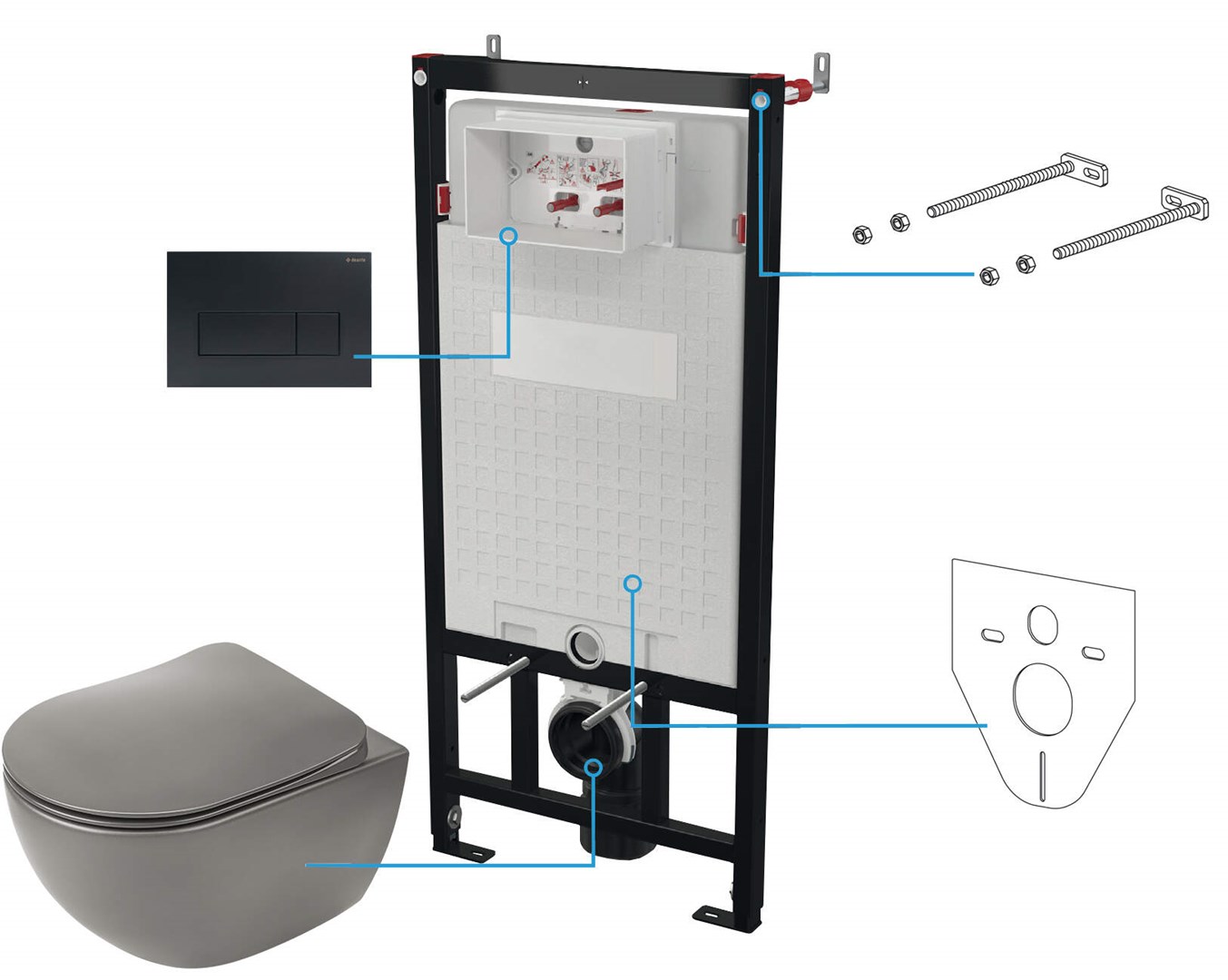 Deante 6-in-1 concealed toilet set |