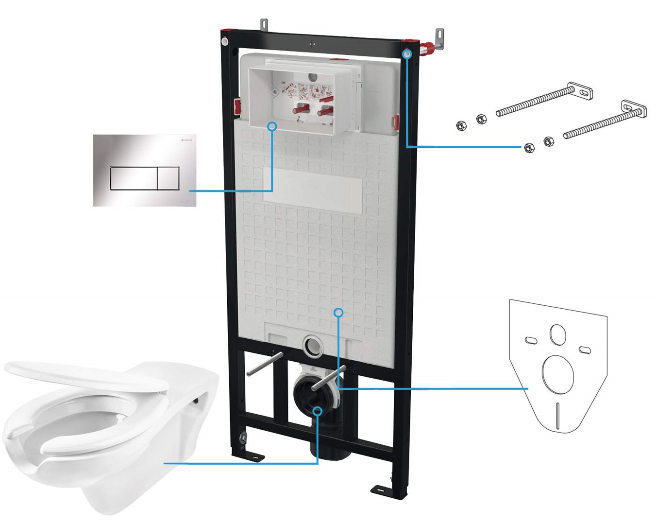 Deante 6-in-1 concealed toilet set |