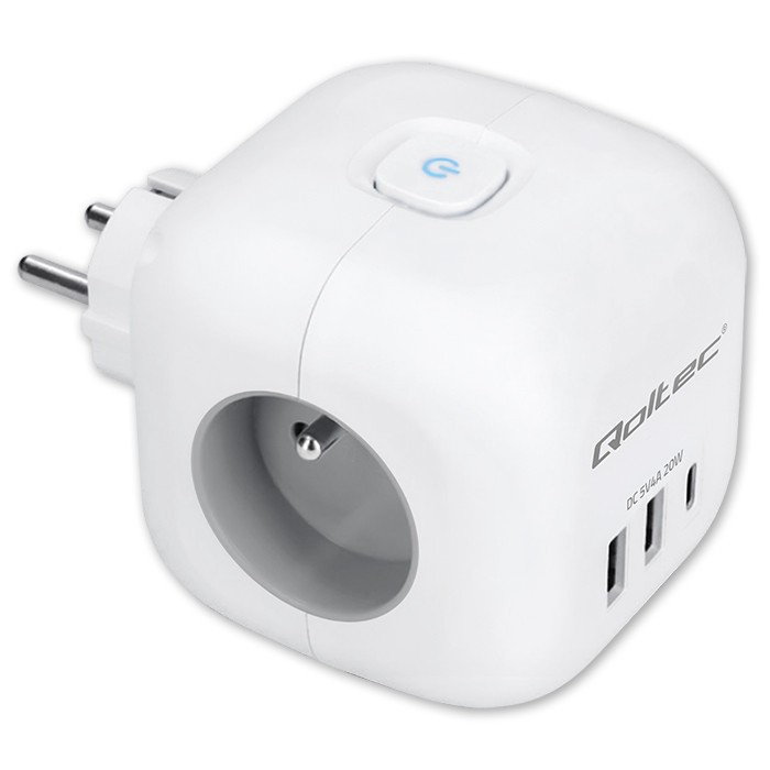 Qoltec 6-in-1 Power Cube Extension Socket