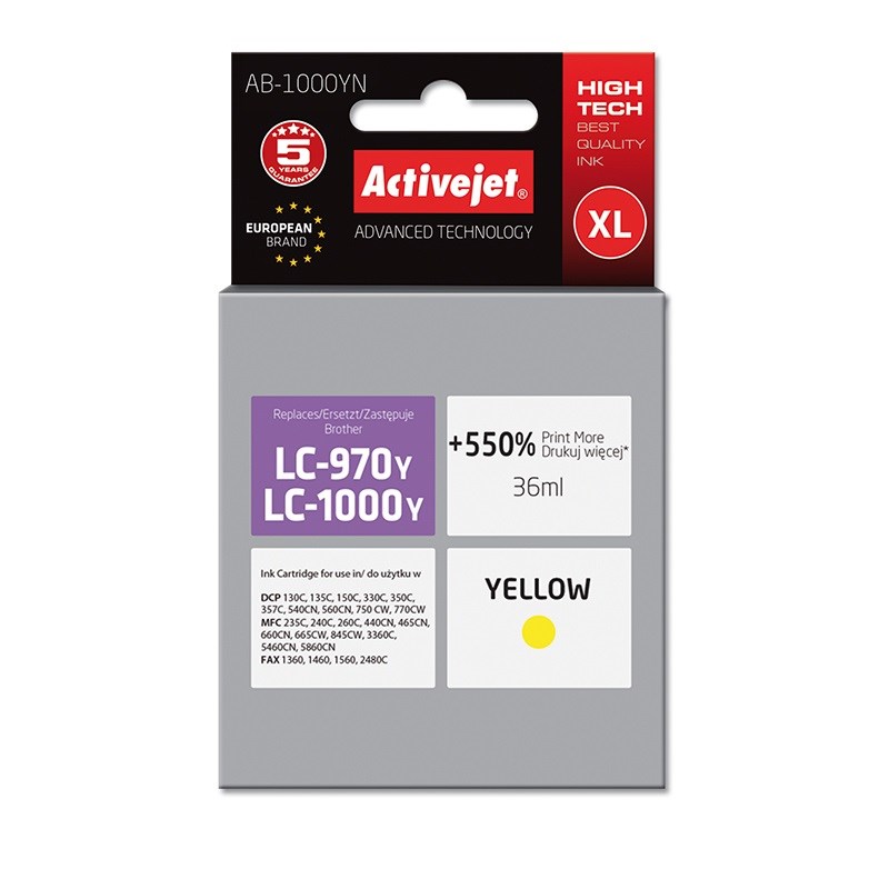 Activejet  AB-1000YN ink (replacement for Brother
