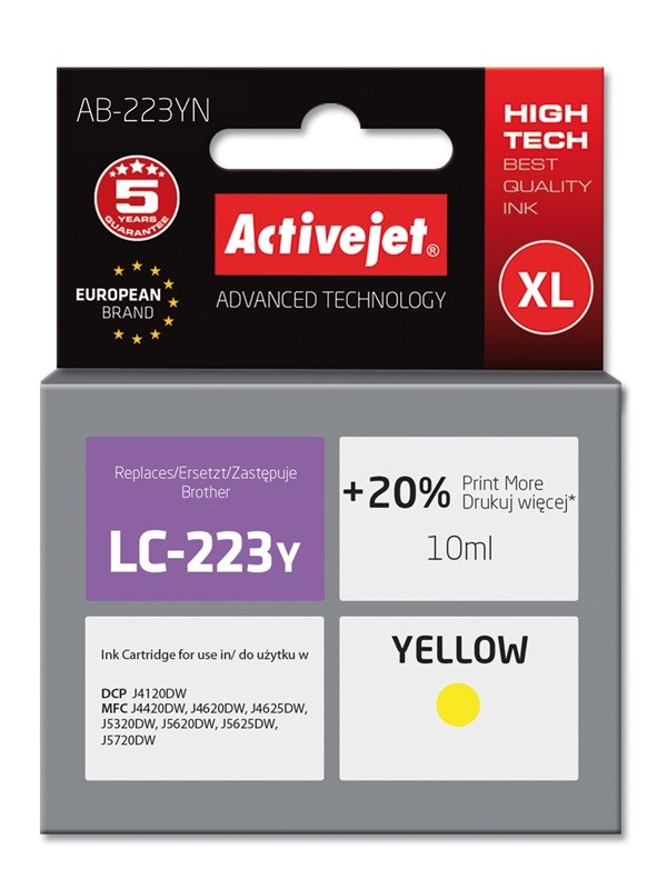 Activejet  AB-223YN Ink (replacement for Brother