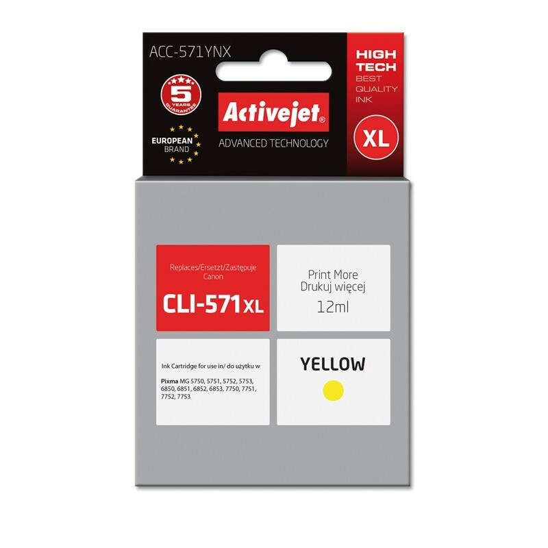 Activejet ACC-571YNX Ink (replacement for Canon