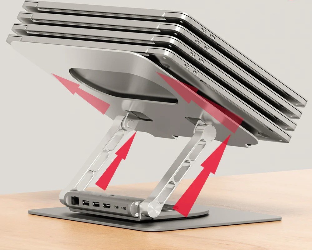 Unitek Adjustable laptop stand + USB-C