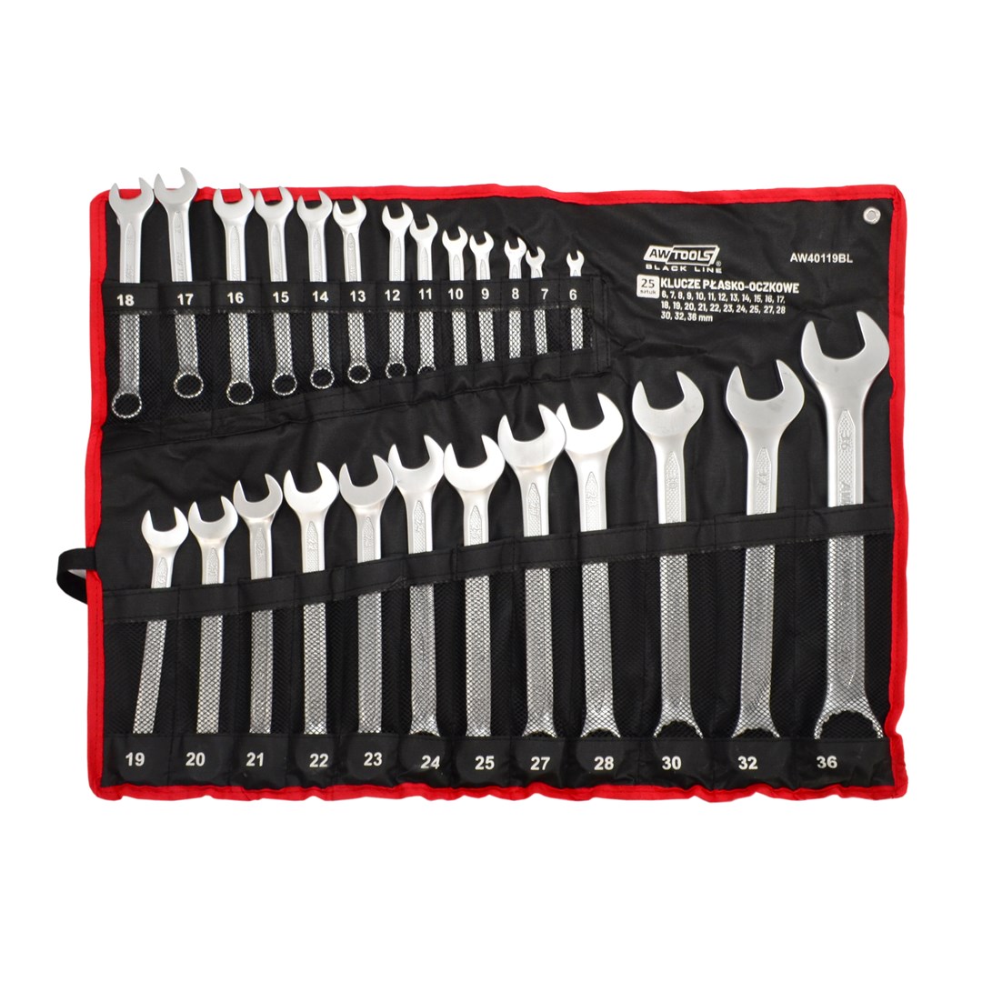 AWTOOLS  KLUCZ PŁASKO-OCZKOWY KPL.25szt. /6mm-36mm