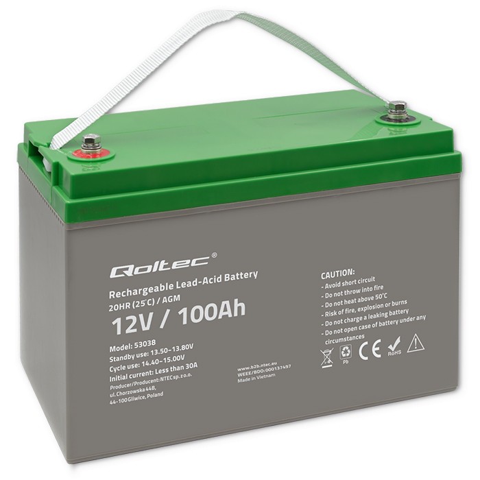 Qoltec  Battery AGM 12V 100Ah max