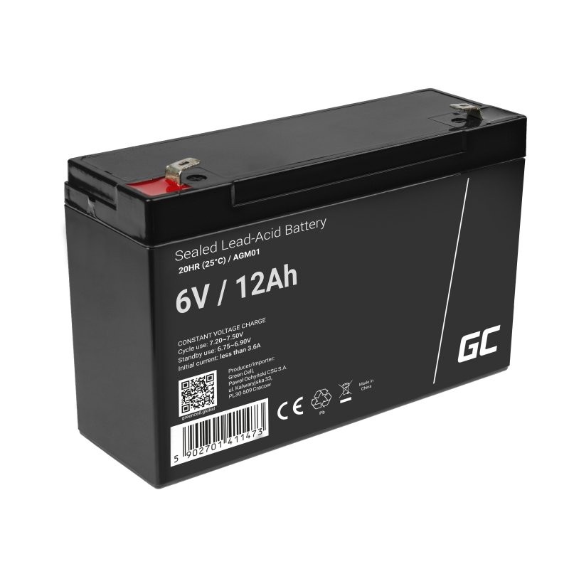 GREEN CELL Battery AGM 6V 12Ah