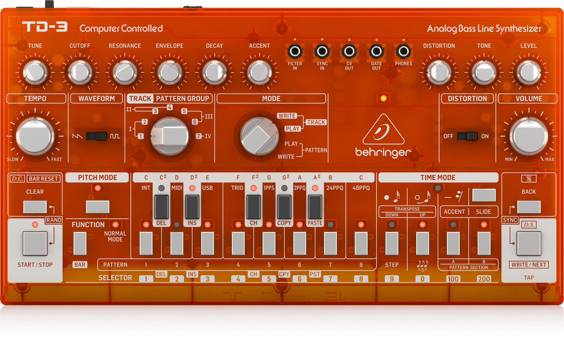 Behringer  TD-3-TG Syntezator linii basowej pomarańczowy