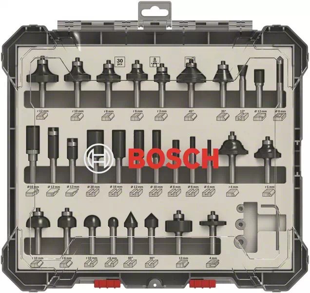 Bosch  Mixed Router Bit Sets, 30-Pieces
