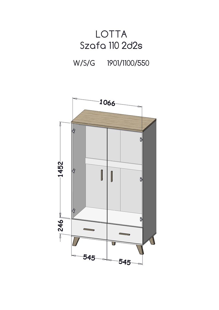 Cama MEBLE Cama wardrobe LOTTA 2D2D