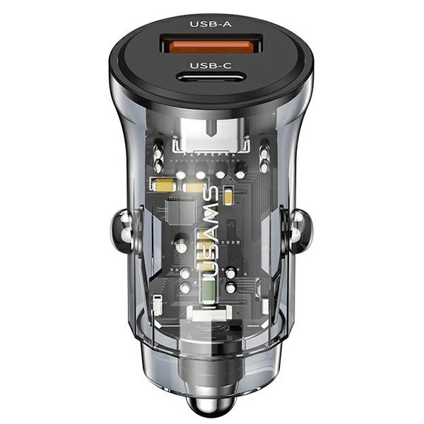 USAMS Car charger 30W 1xUSB+1 1xUSB-C