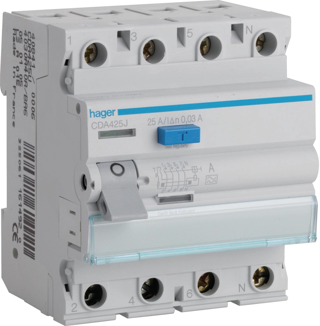 HAGER CDA425J 25A/ 30MA/A DIFFERENTIAL CIRCUIT