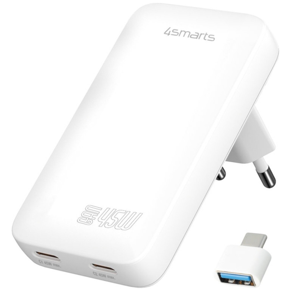 4smarts Charger FlatPlug Dual 45W GaN