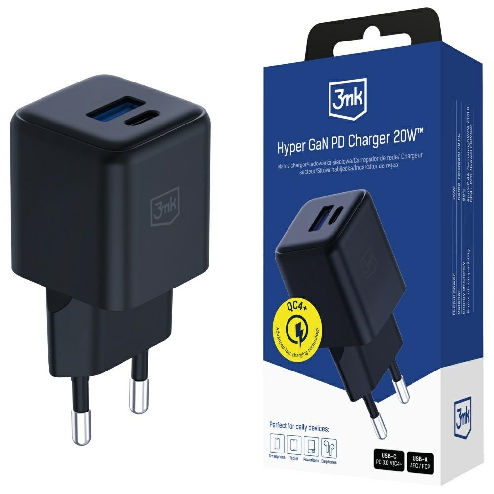 3MK  Charger GaN 20W QC4+ 1xUSB-A