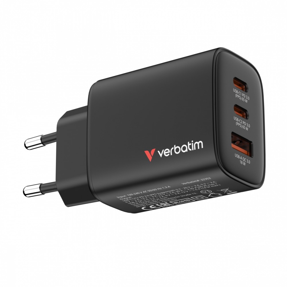 Verbatim  Charger GaN 65W QC 3