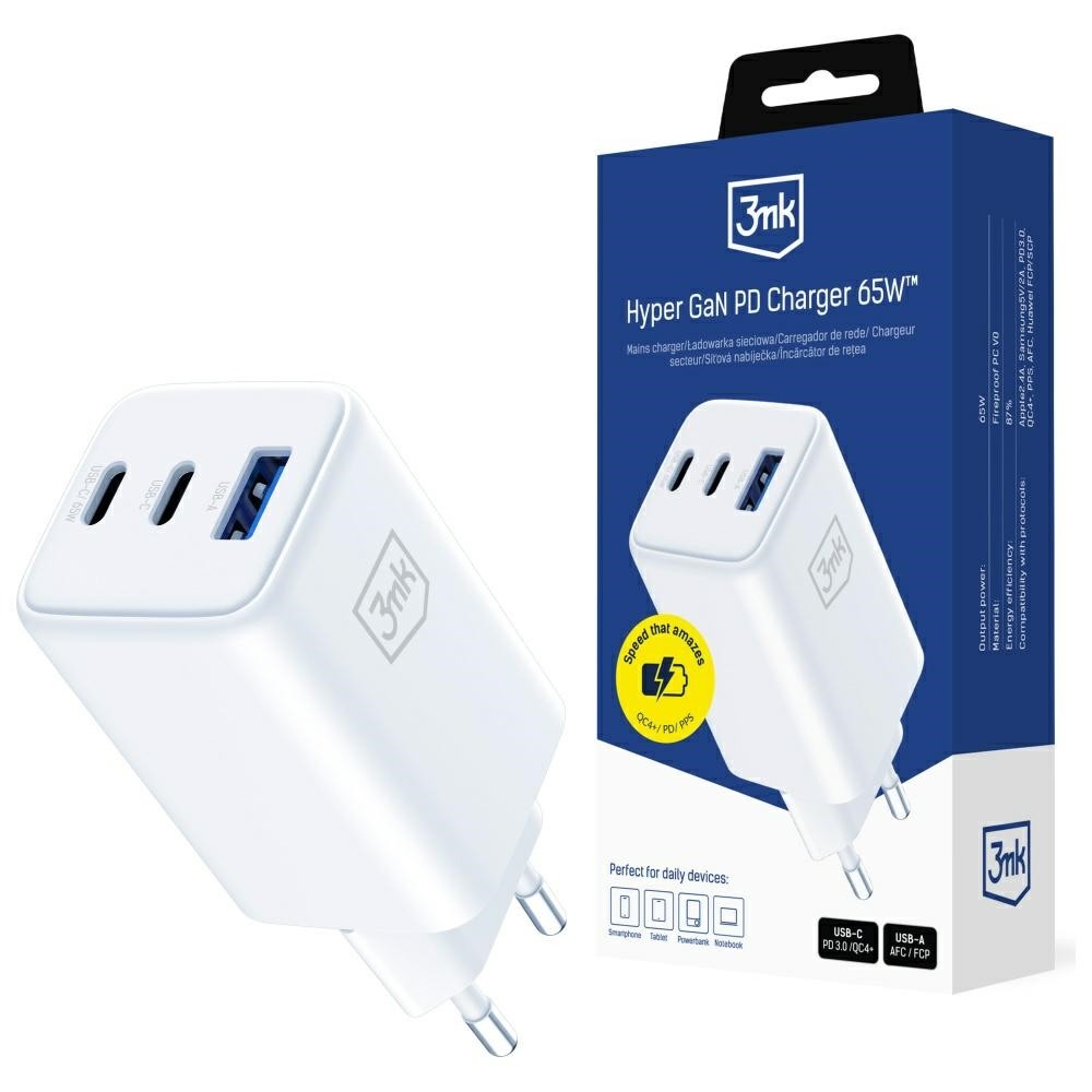 3MK Charger GaN 65W QC4+ 1xUSB-A