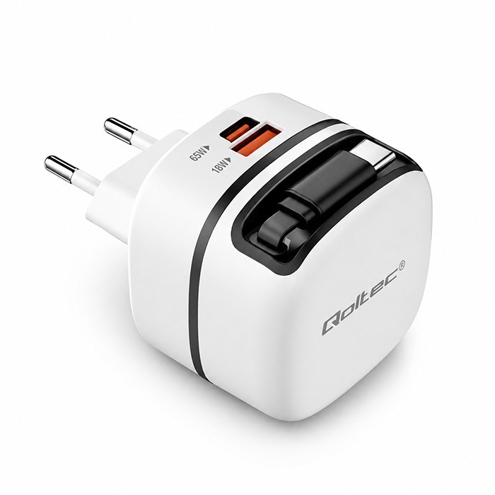 Qoltec Charger USB C 65W GaN