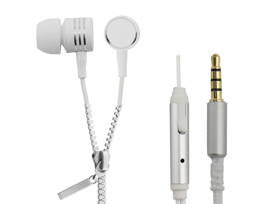 Esperanza  Earphones ZIPPER with microphone white