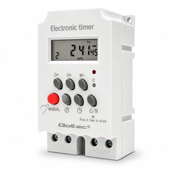 Qoltec Electronic timer PC0629, DIN rail