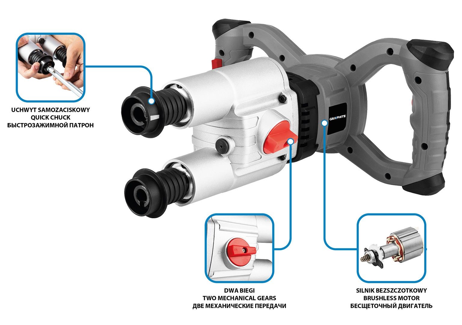 GRAPHITE Energy+ 18V Brushless Double Mixer