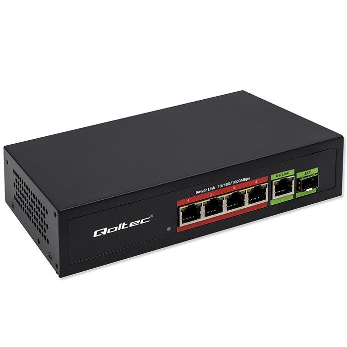 Qoltec Ethernet PoE SWITCH 4x RJ45