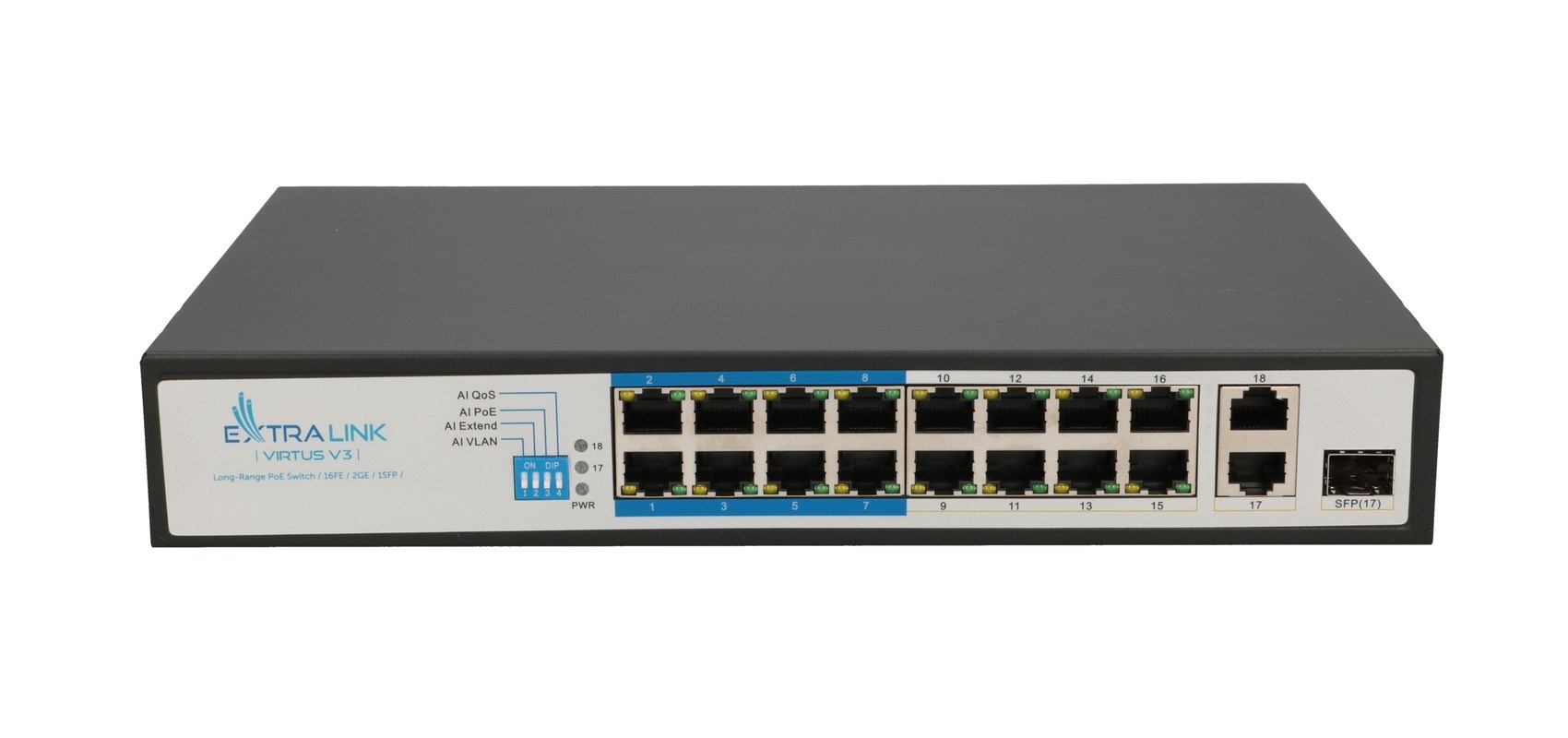 Extralink PoE Switch VIRTUS V3 16x