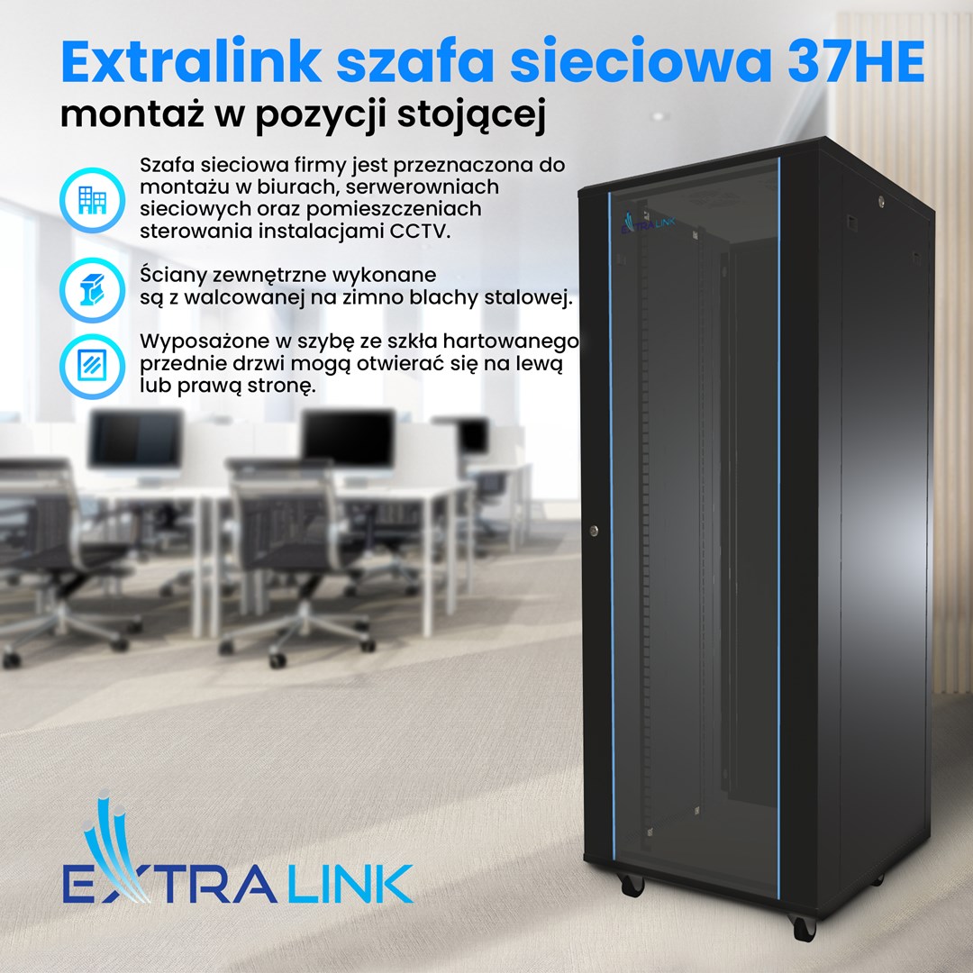 Extralink  Szafa rack 37U 600x1000mm black