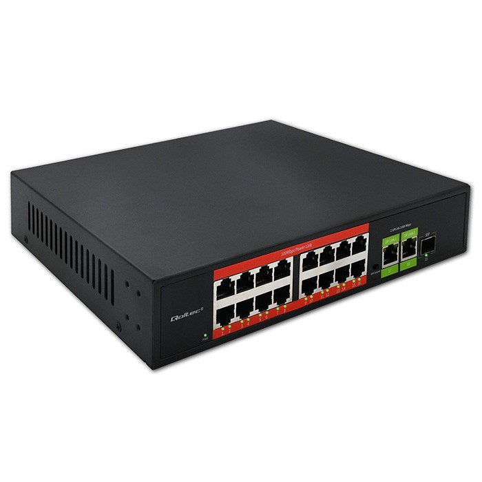 Qoltec FAST Ethernet PoE SWITCH 16xRJ45