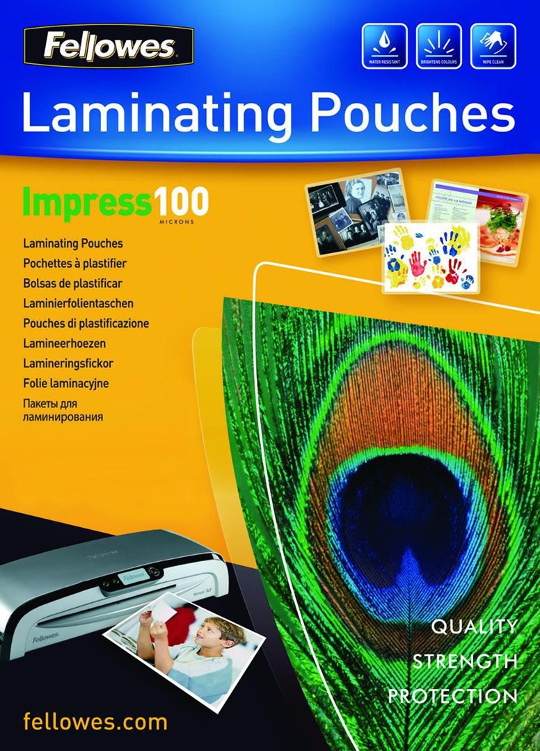 Fellowes A3 Glossy 100 Micron Laminating