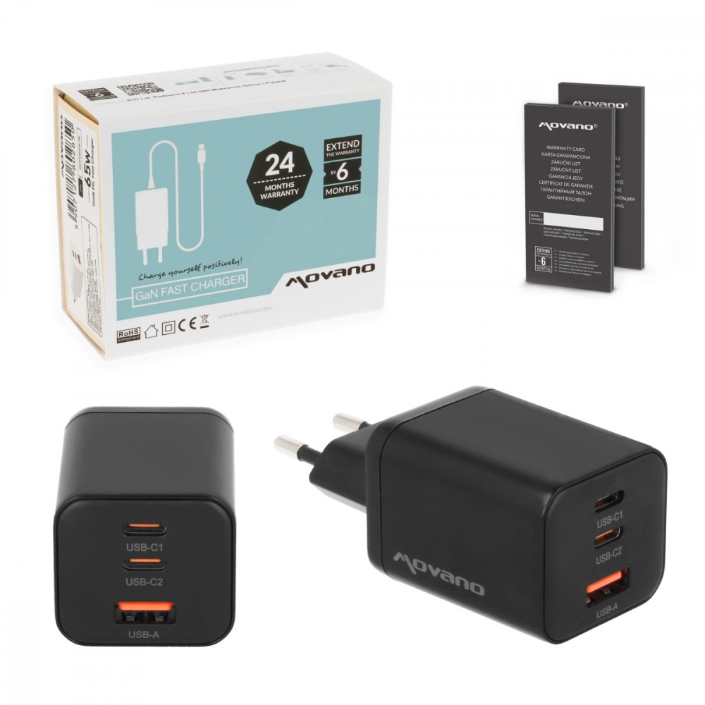 Movano  GaN 65W 2x USB-C PD