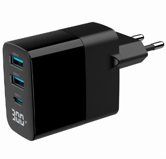 Gembird GaN Charger 2xUSB-A 1xC LCD