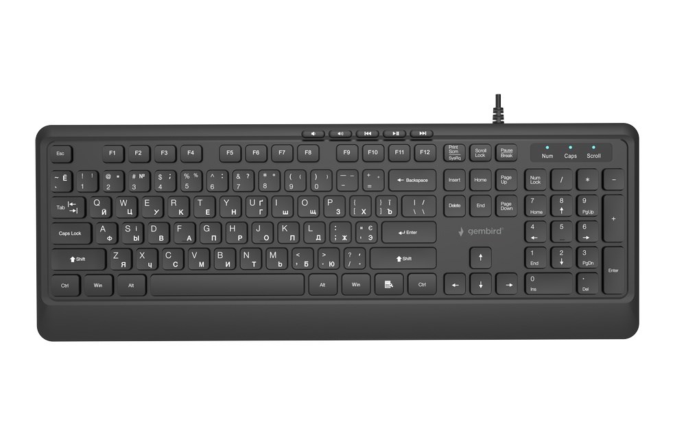 Gembird KB-MCH-05-CYRL Slim wired multimedia keyboard