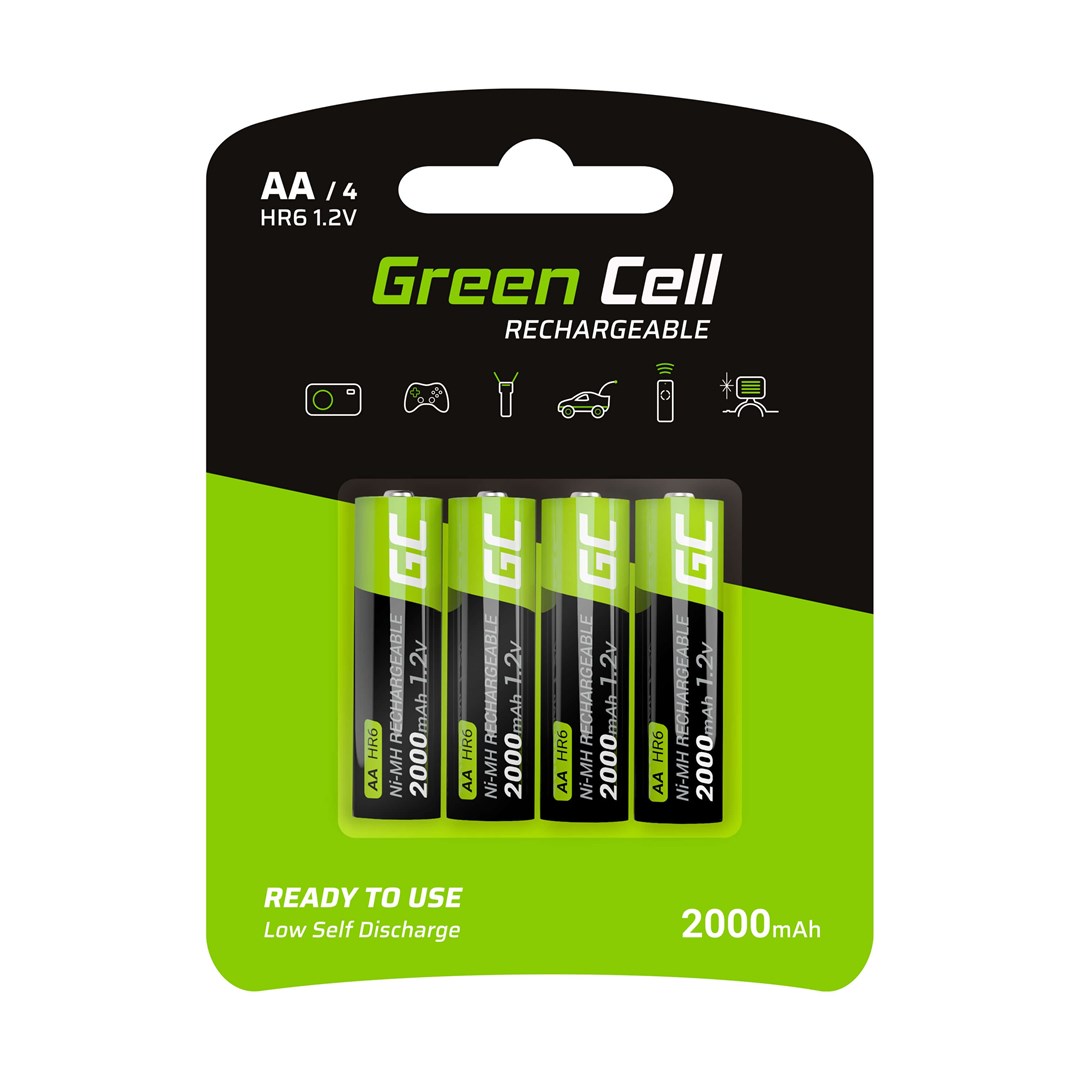 GREEN CELL  Rechargeable Batteries 4x AA
