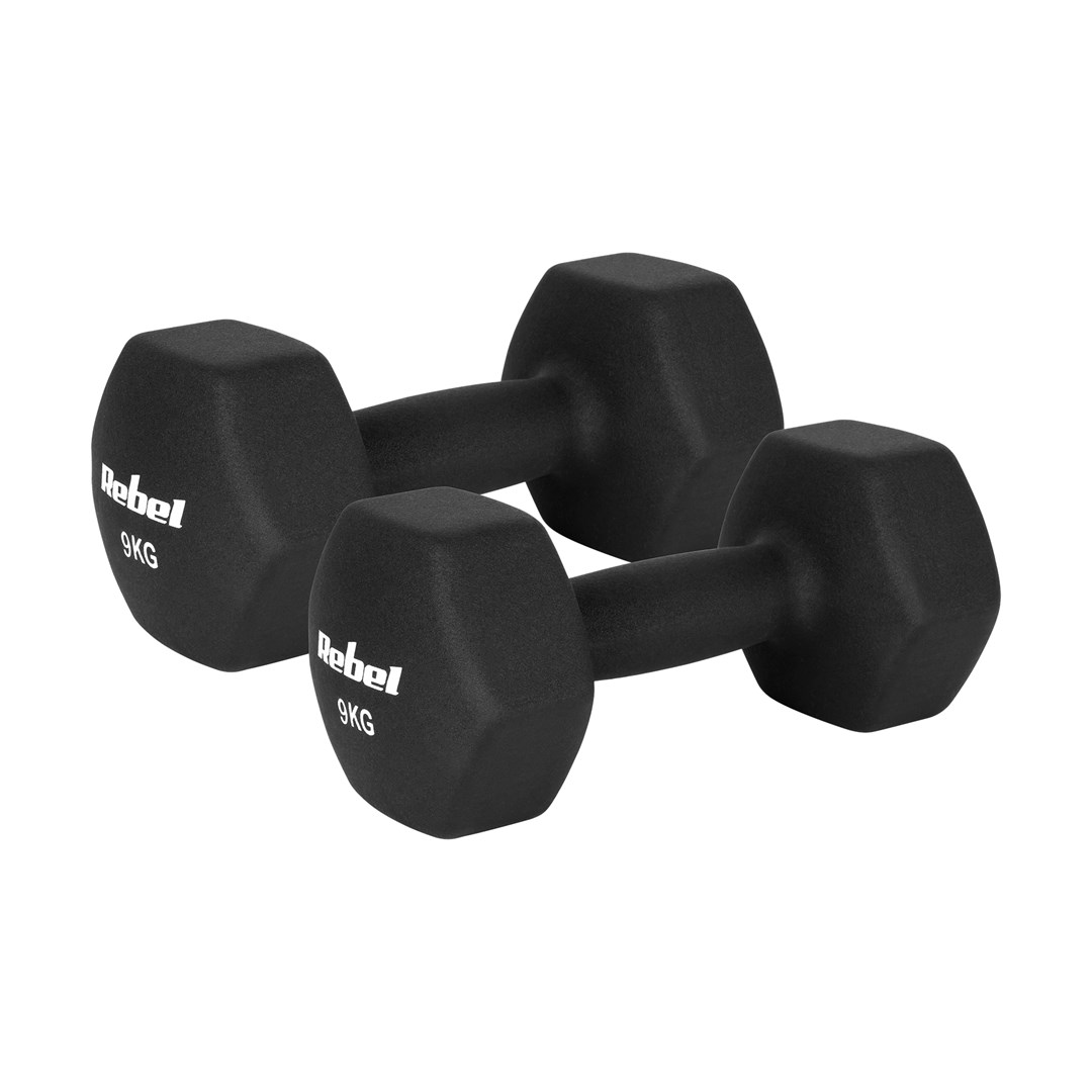 Rebel Hantelki żeliwne neoprenowe HEX 2x9kg