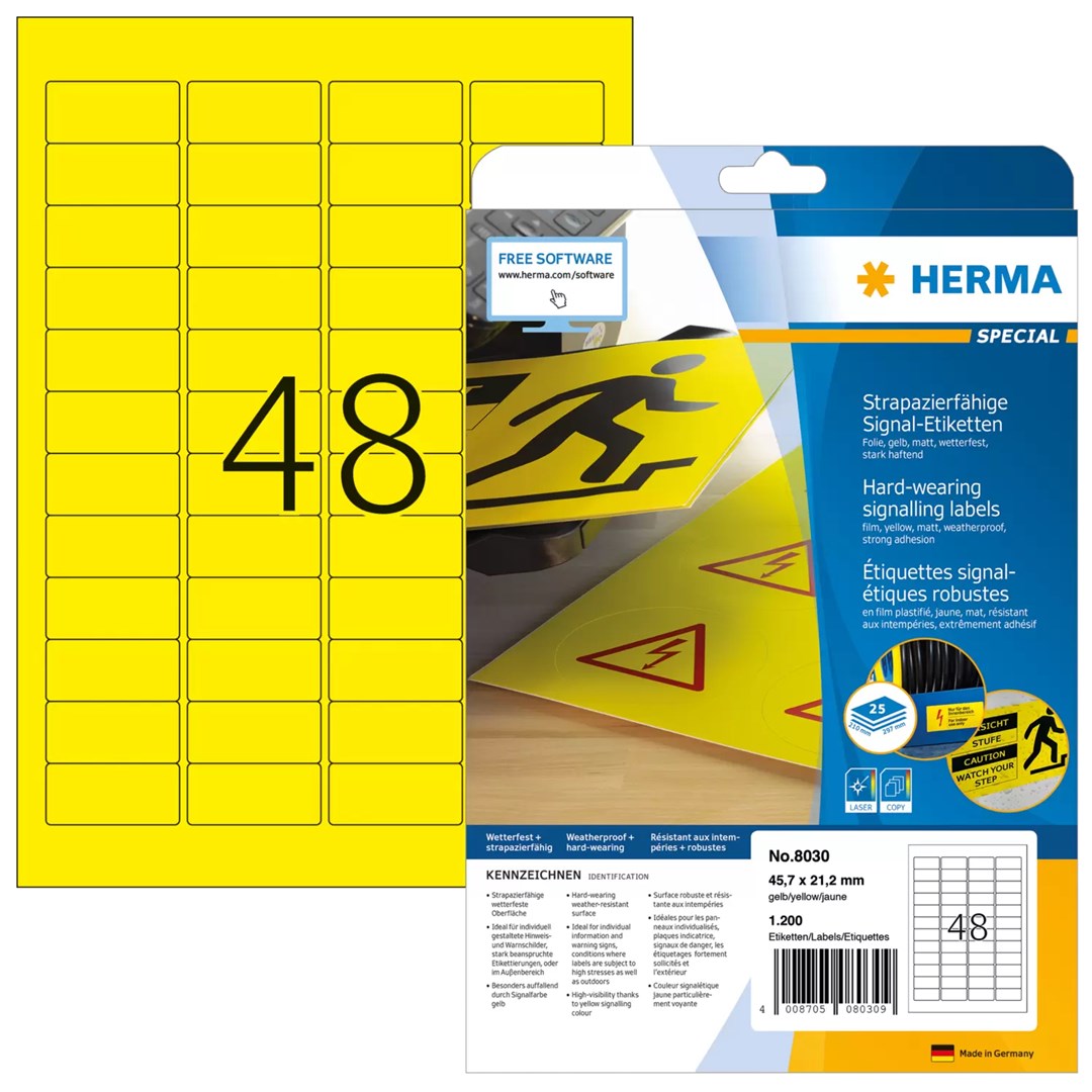 Solplanet HERMA Labels signalling hard-wearing A4