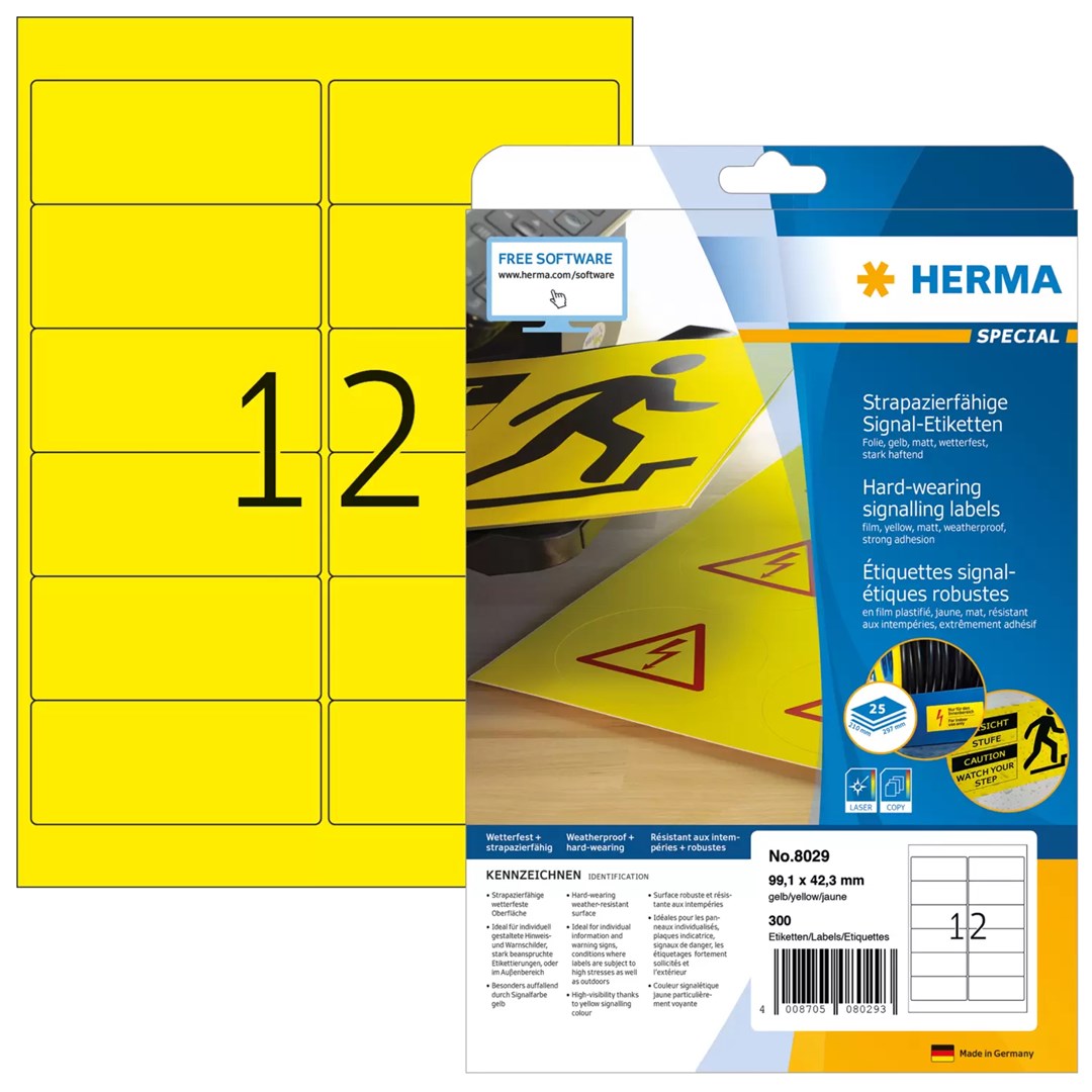 Solplanet HERMA Labels signalling hard-wearing A4