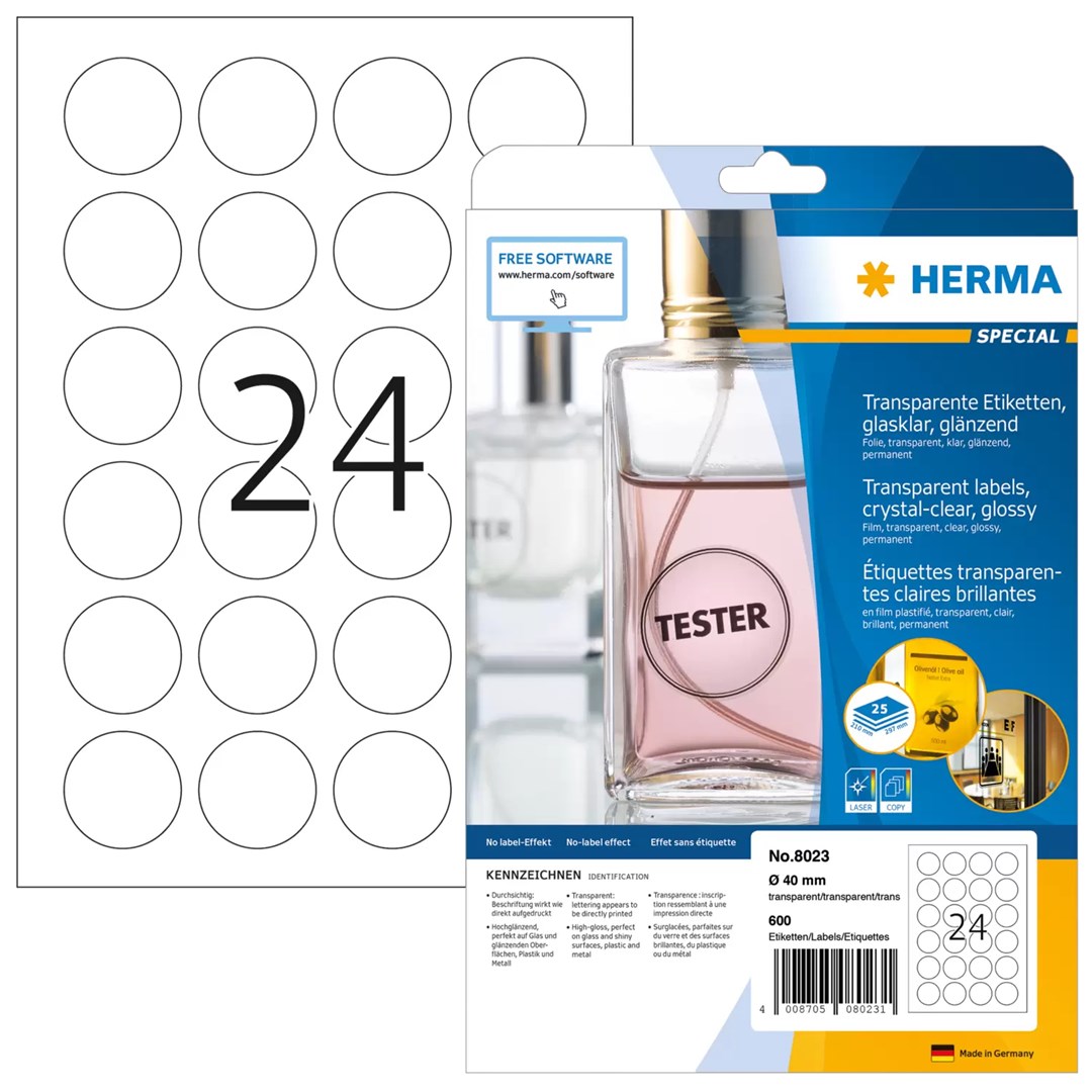Solplanet HERMA Labels transparent crystal-clear A4