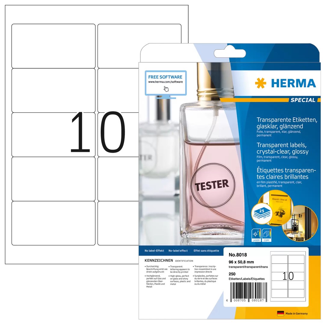Solplanet HERMA Labels transparent crystal-clear A4