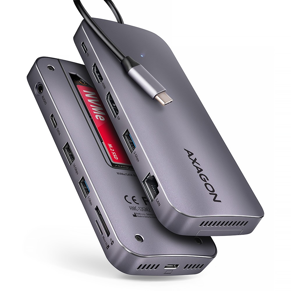 AXAGON  HMC-12GM2 USB hub 12in1 10Gbps