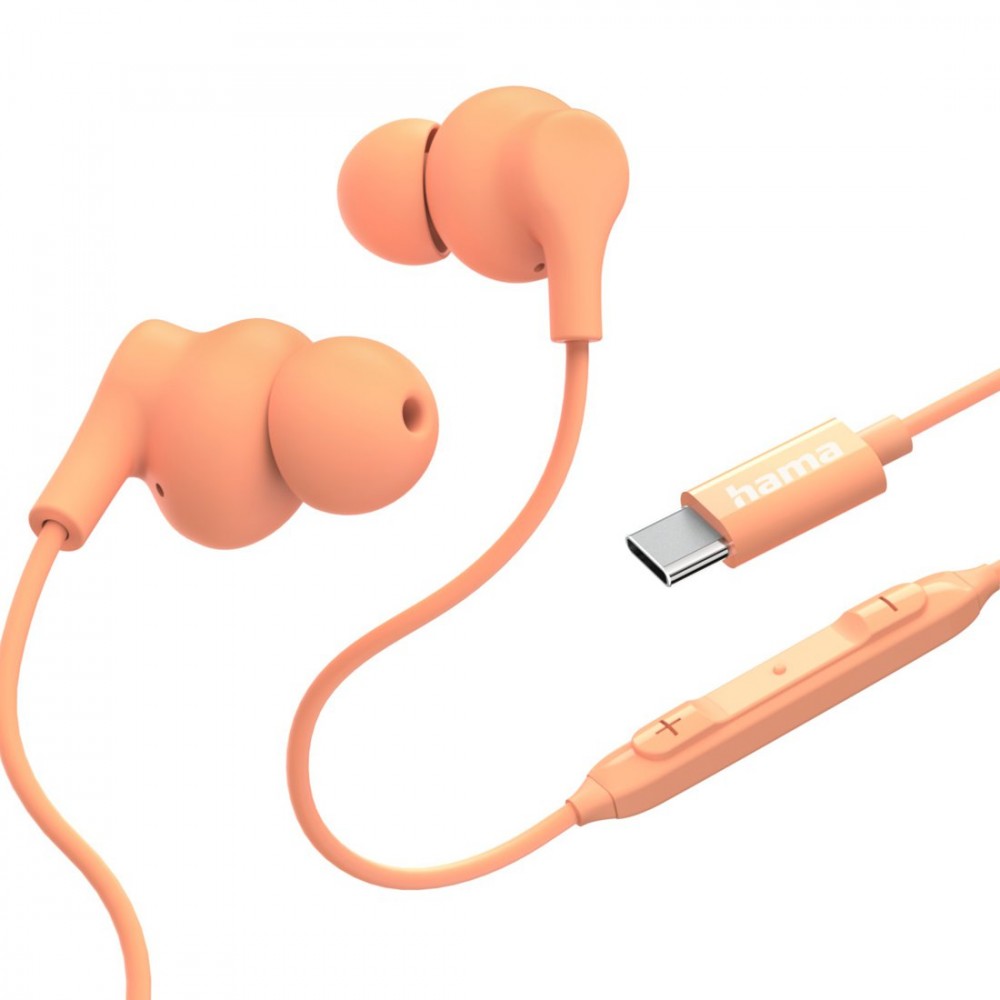 Hama In-ear headphones Curly usb-c orange