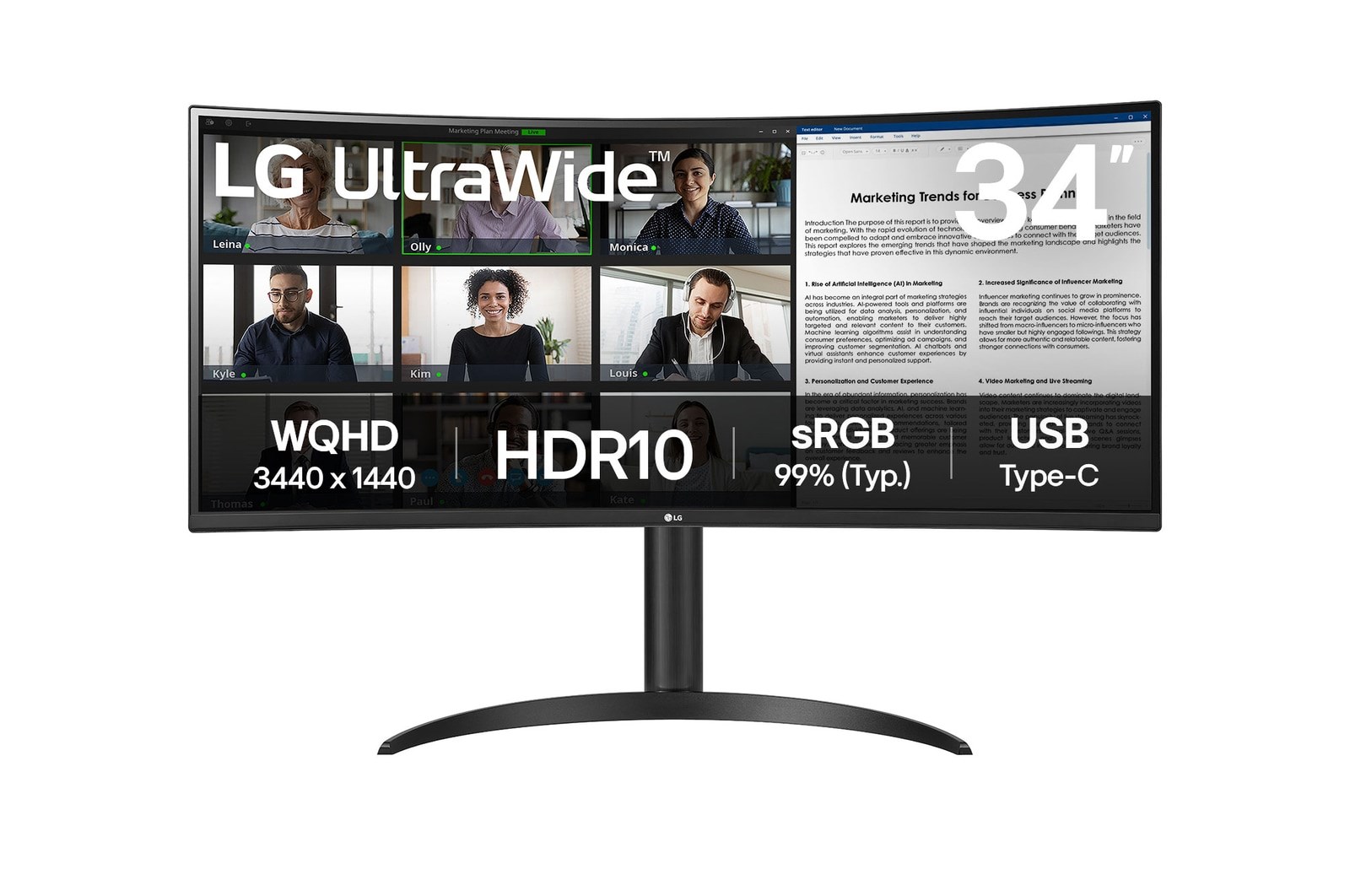 LG  34WR50QK-B computer monitor 86.4