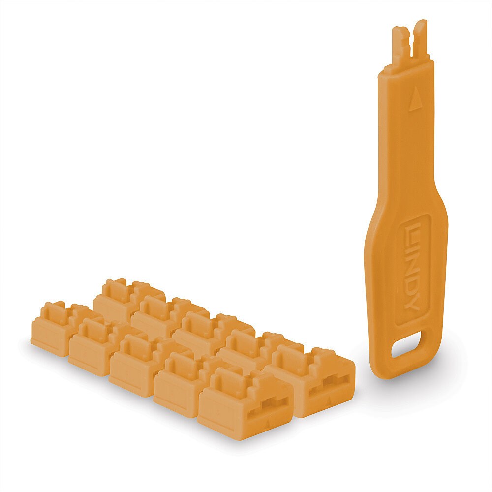LINDY  RJ45 Port Locks Orange, 10x