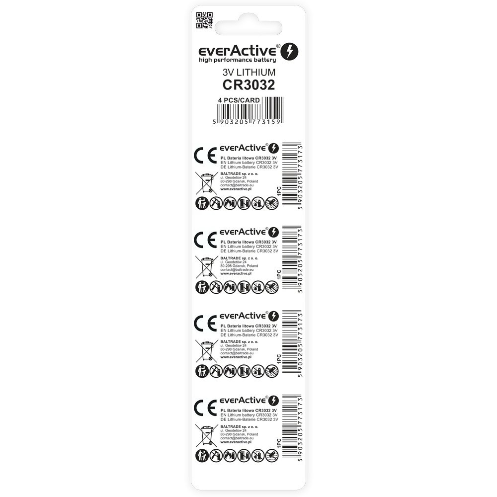 EverActive  LITHIUM MINI BATTERIES CR3032 4