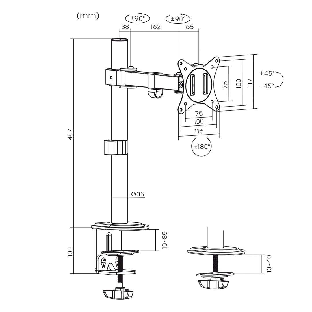 Maclean LCD Monitor desk mount MC572N