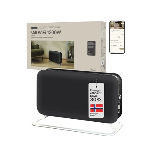 Mill CO1200WIFI3BLACK GEN3 Convection Heater, 1200W